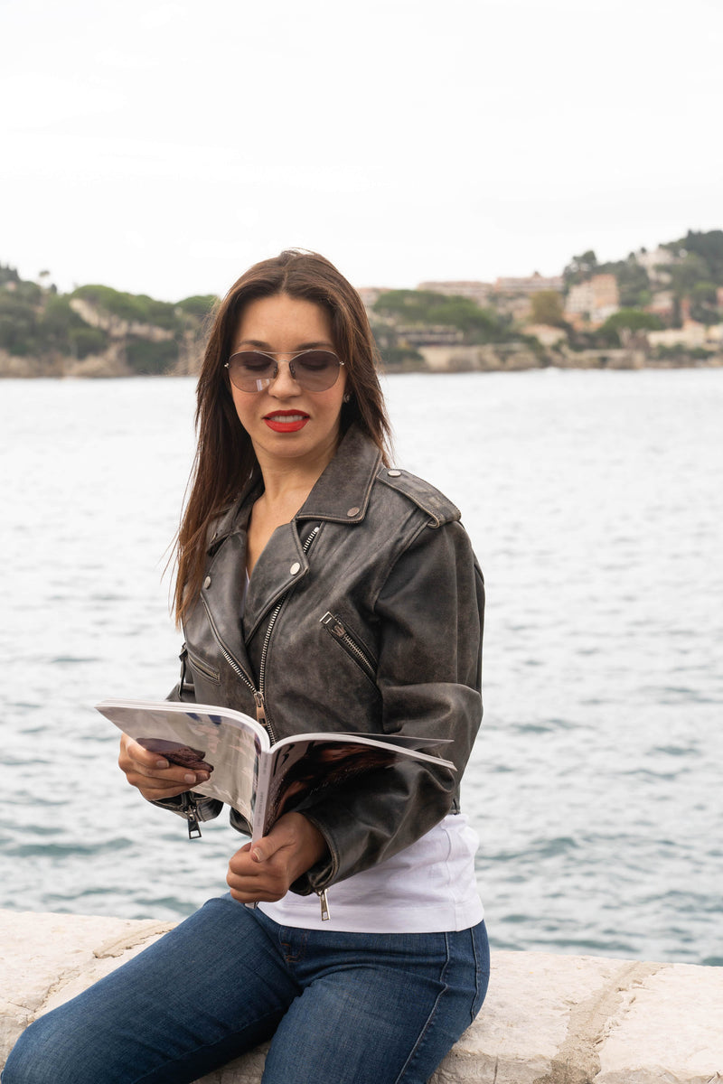 MIA — Aged-Leather Biker Jacket