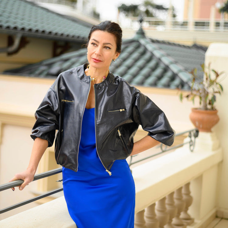 RIANA, a beautiful patent leather bomber jacket - EVA ROJE