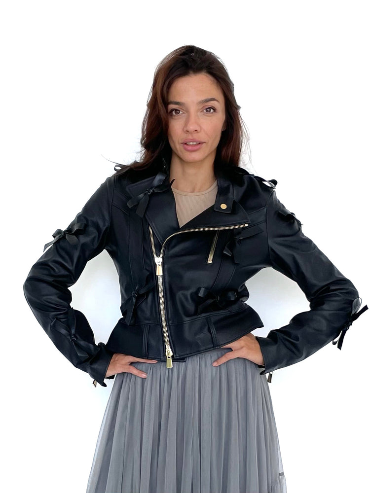 Katie Leather Blouson with bows