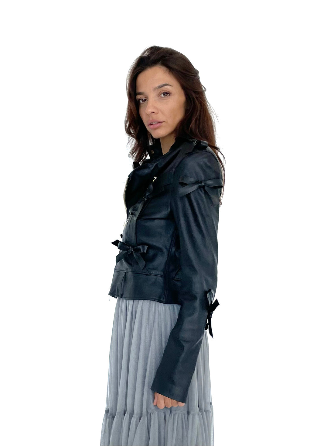 Katie Leather Blouson with bows