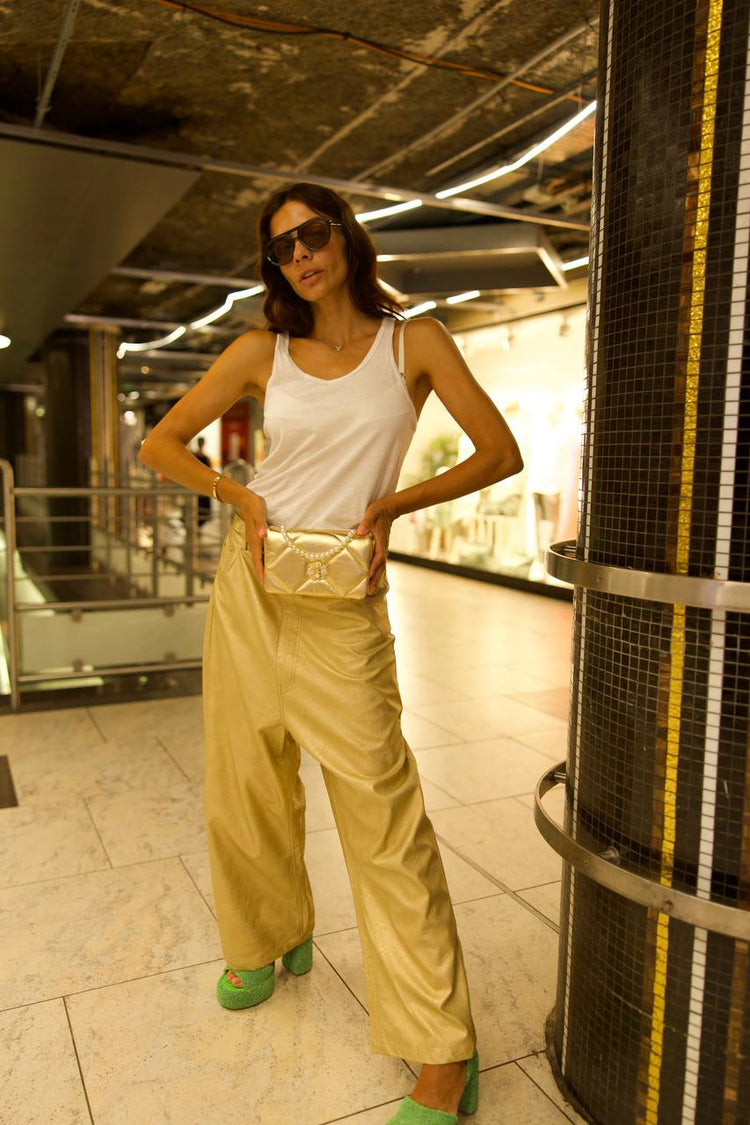 EVA ROJE Rose Bag — hands-free metallic gold Italian leather crossbody bag