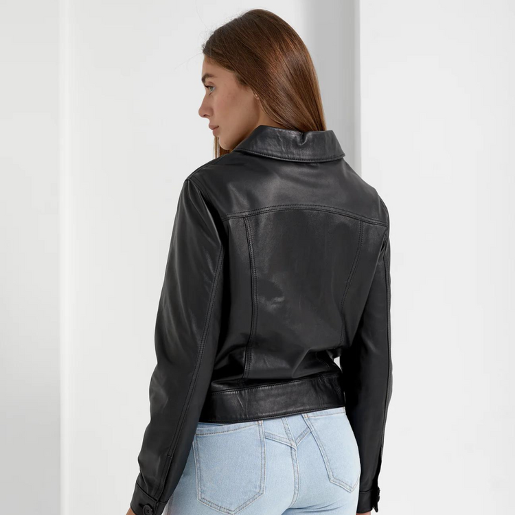 ELLEN : veste en agneau plongé 5 boutons