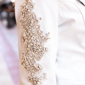 ISABEL, l'unique Perfecto Couture blanc en cuir d'agneau - EVA ROJE