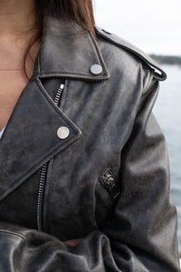 Mia Italian Leather Biker Jacket