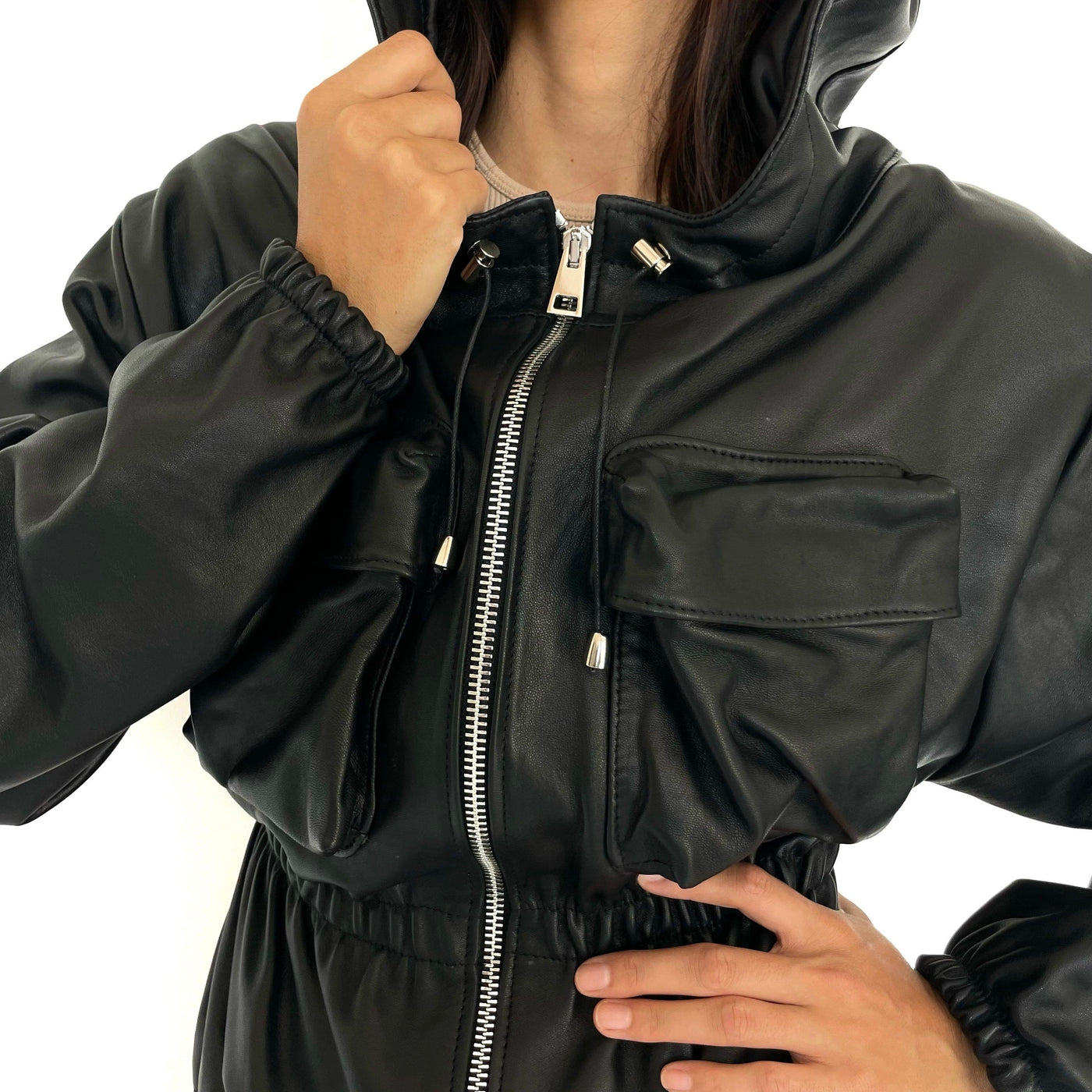 KELLY, the vintage leather jacket with hood - EVA ROJE