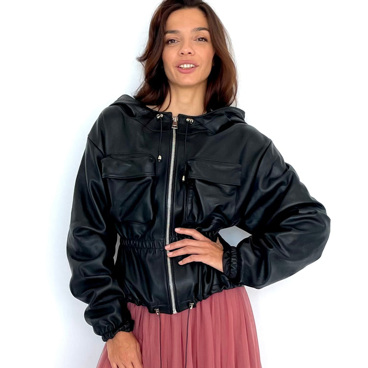 KELLY, the vintage leather jacket with hood - EVA ROJE