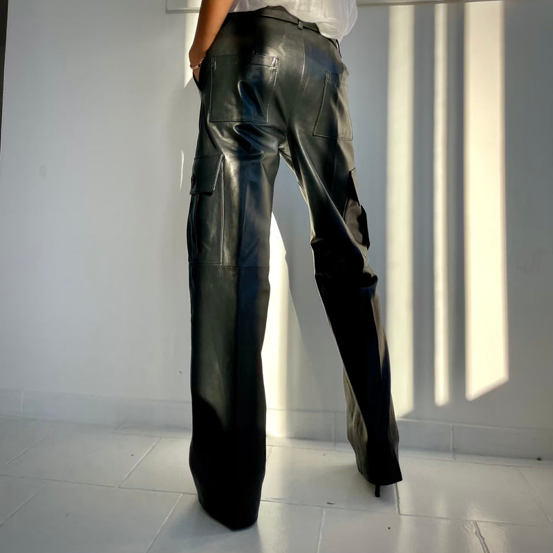 JACQUELINE : le plus chic des Pantalons cargo en cuir