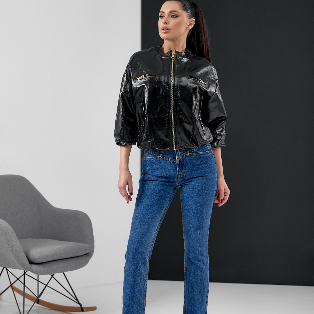 RIANA, bomber en cuir vernis