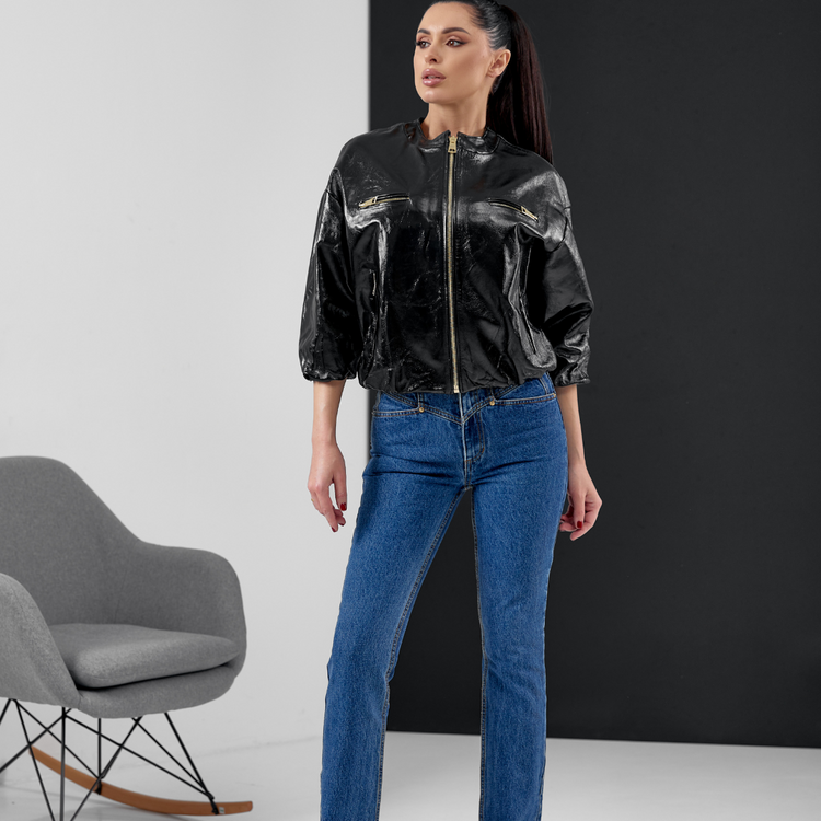 RIANA, bomber en cuir vernis