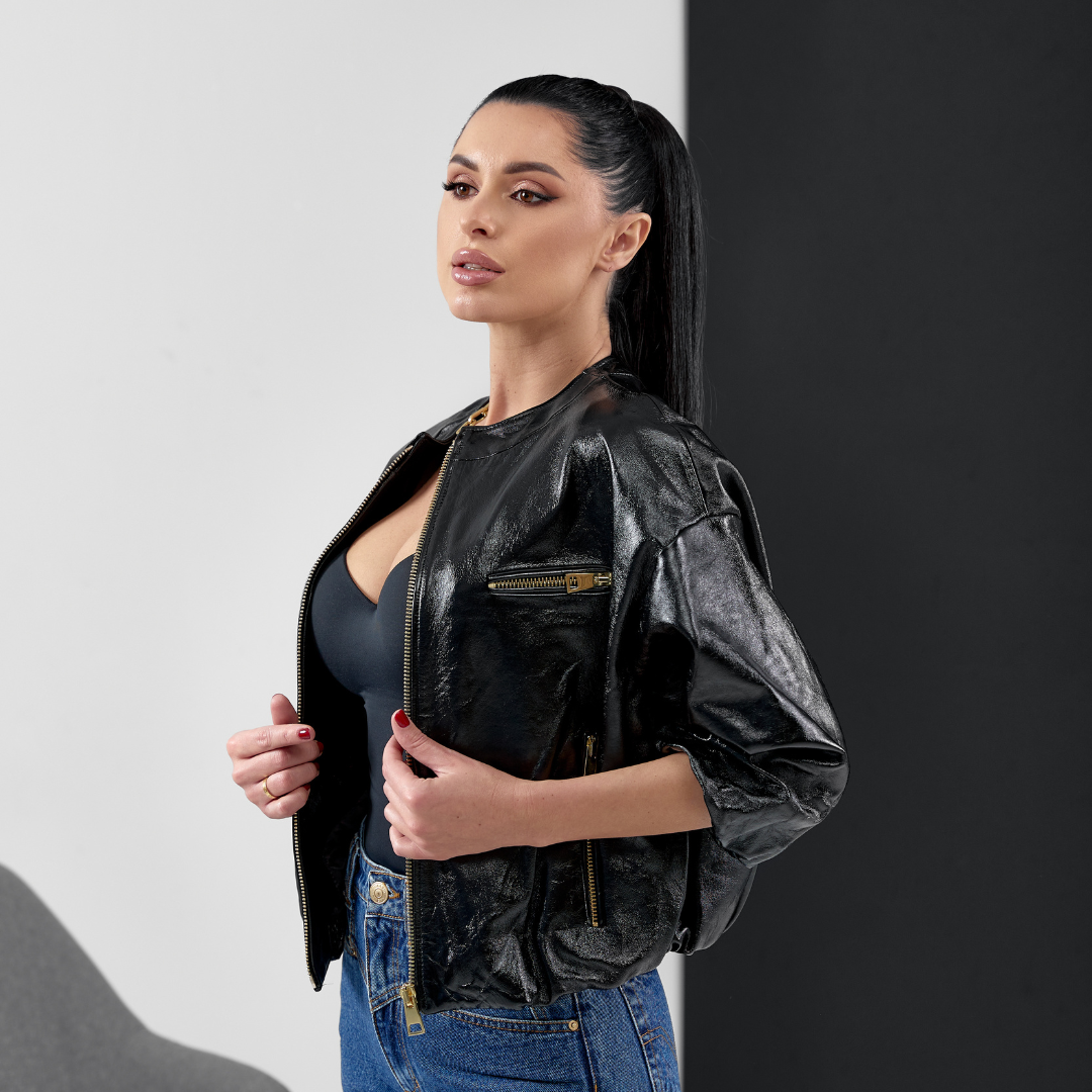 Riana Bomber Leather Jacket
