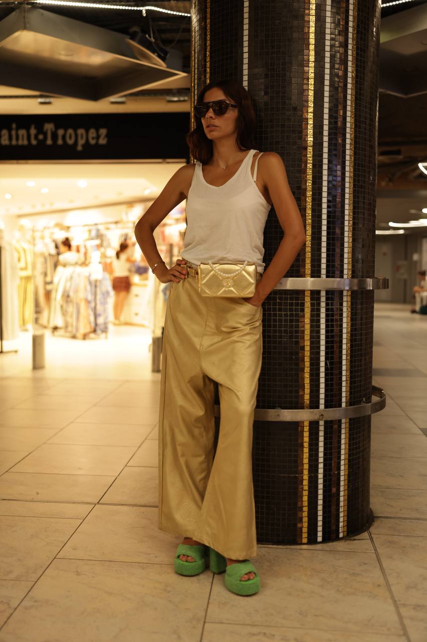 EVA ROJE Rose Bag — hands-free metallic gold Italian leather crossbody bag