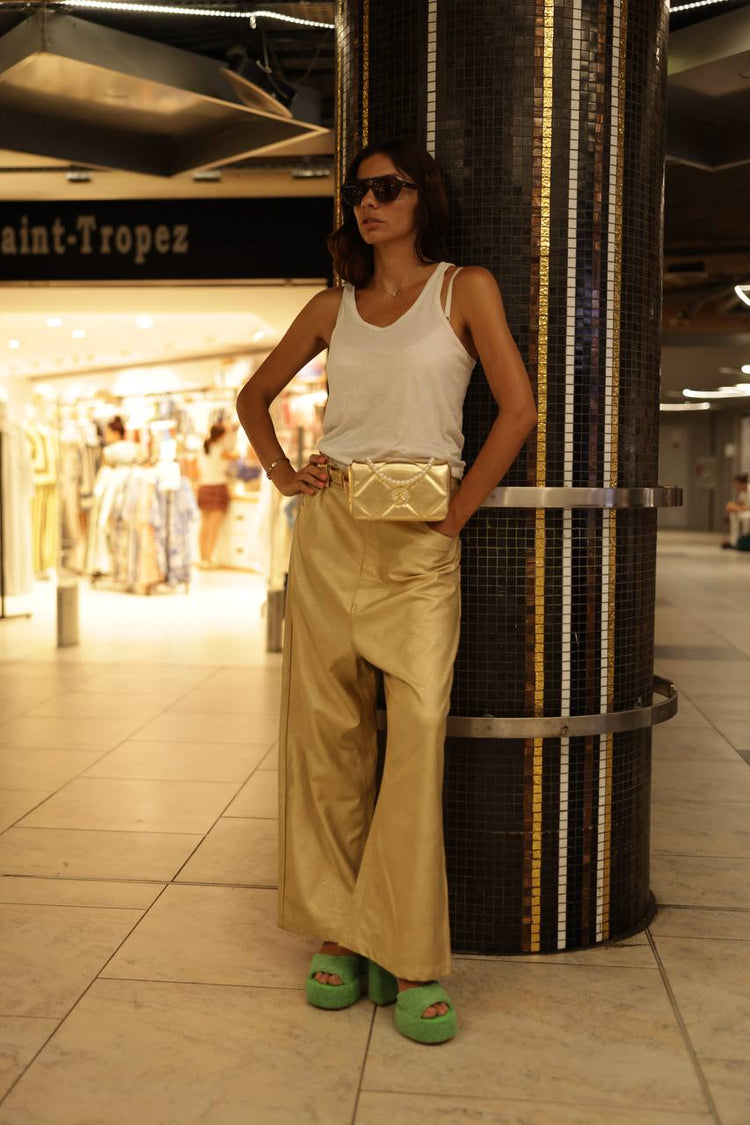 EVA ROJE Rose Bag — hands-free metallic gold Italian leather crossbody bag